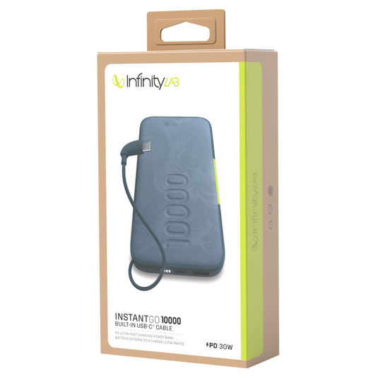 InstantGo 10000 Built-in USB-C Cable - Blue - 30W PD ultra-fast charging power bank - Detailshot 5 image number null